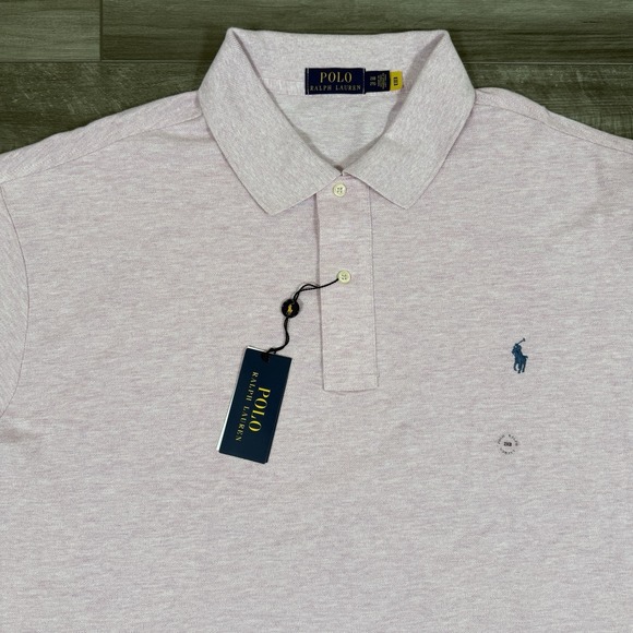 Polo Ralph Lauren Men's Big & Tall Mesh Polo Shirt Pink Heather Size 2XB‎ NEW - Picture 1 of 7
